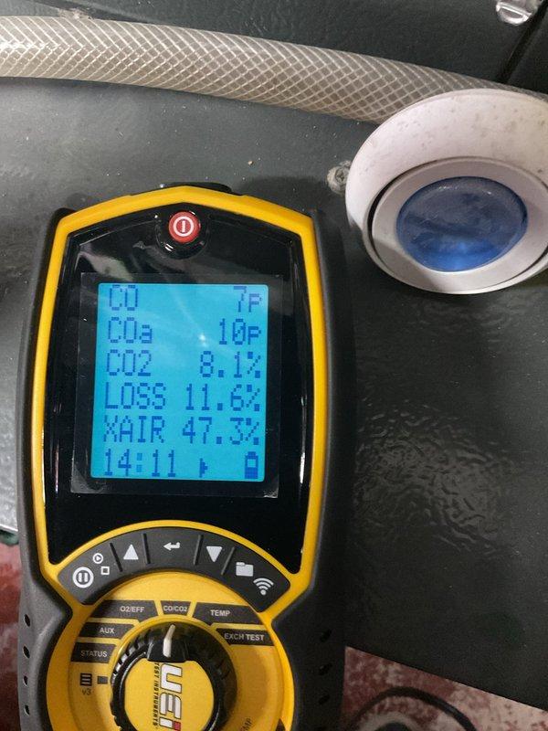Responded to customer complaint of strong chemical odor from Goodman furnace. Performed comprehensive diagnostic testing using combustion analyzer showing CO2 at 8.1% and excess air at 47.3%. Visual inspection of motor assembly, electrical connections, and ventilation components revealed no obvious source of reported odor. Completed basic cleaning and maintenance service, but could not identify cause of reported smell despite thorough examination.