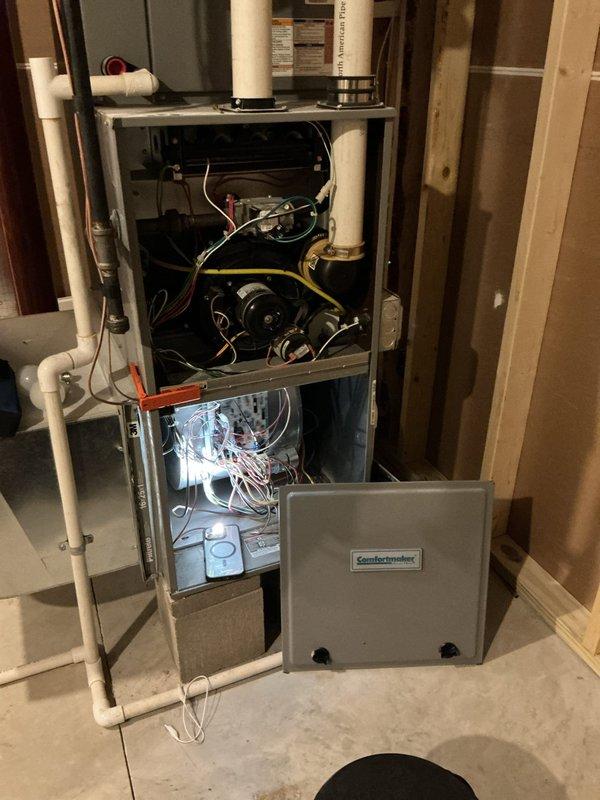 Responded to service call regarding Ecobee thermostat repeatedly rebooting while furnace operation remained normal. Diagnostic testing confirmed thermostat malfunction. Removed defective Ecobee unit and installed new compatible thermostat. Verified proper system communication, confirmed heating functionality, and ensured temperature settings were correctly displaying on new thermostat interface.