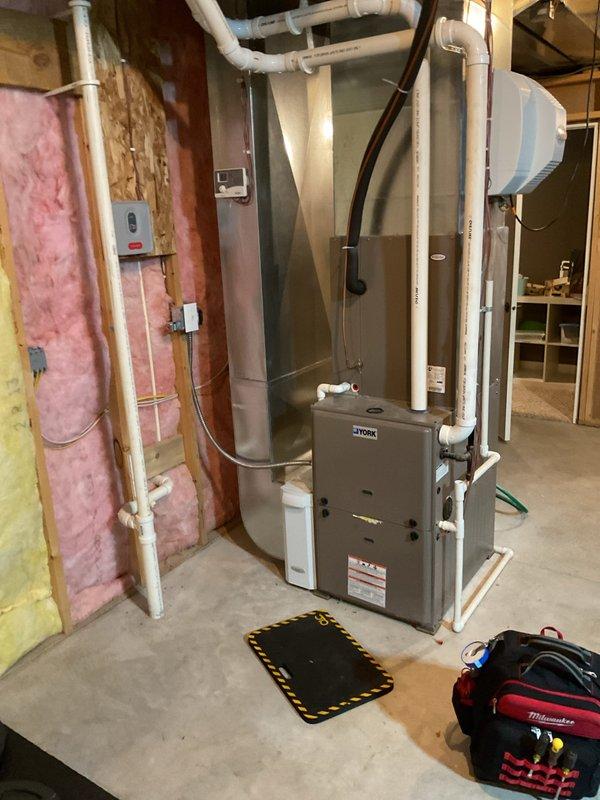 Performed a comprehensive tune-up and clean and check on a York furnace (Model TCGSO80C16MP11A). Cleaned sensors and checked trap pressures. Verified proper combustion operation and completed standard preventive maintenance. All systems functioning normally with no issues identified.