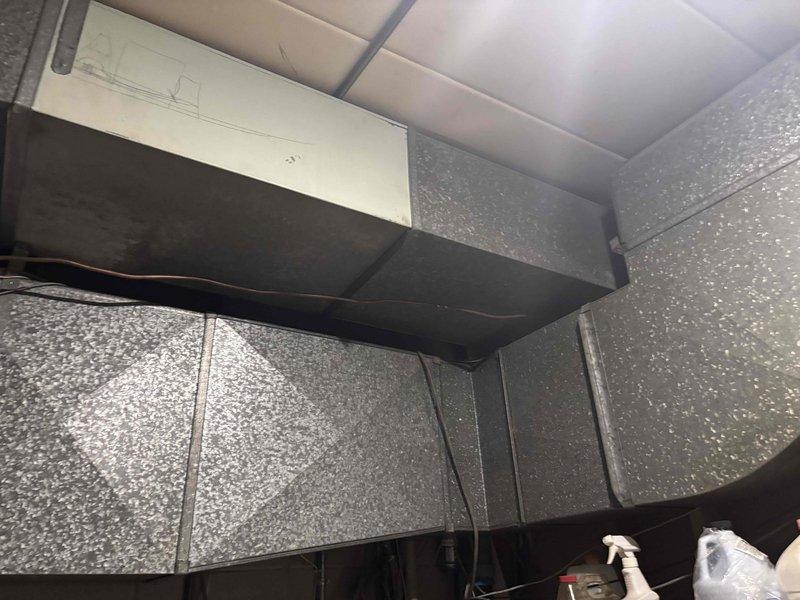 Responded to service call for noisy exhaust fan in furnace system. Inspected HVAC ductwork in utility space and found deterioration along metal seams with visible rust/corrosion contributing to operational noise. Serviced and repaired affected components to eliminate the noise issue.