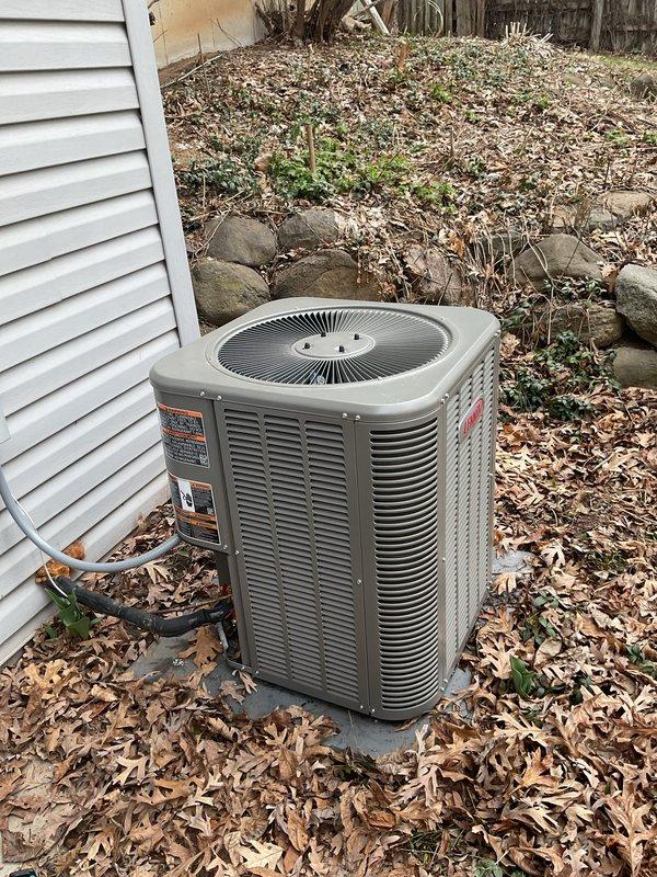 Performed seasonal AC startup on residential condensing unit that had been dormant since installation through the winter months. Verified unit operation, checked refrigerant levels, inspected electrical connections, and confirmed proper airflow through condenser coils and fan assembly.