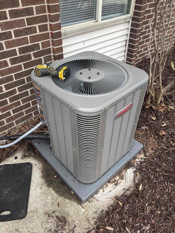 Completed full system replacement including furnace and air conditioning units at residential property. Installed new Lennox ML13KC1-024-230A03 condenser unit (manufactured 10/2025) with R-454B refrigerant on exterior concrete pad. Flushed existing lineset, reconnected refrigerant lines, performed pressure test and evacuation to manufacturer specifications. Reconnected gas supply, venting system, and electrical connections to code. Installed new condensate drain lines and programmed new thermostat for system operation. Conducted startup procedures and operational testing of complete HVAC system with all parameters within normal operating range.