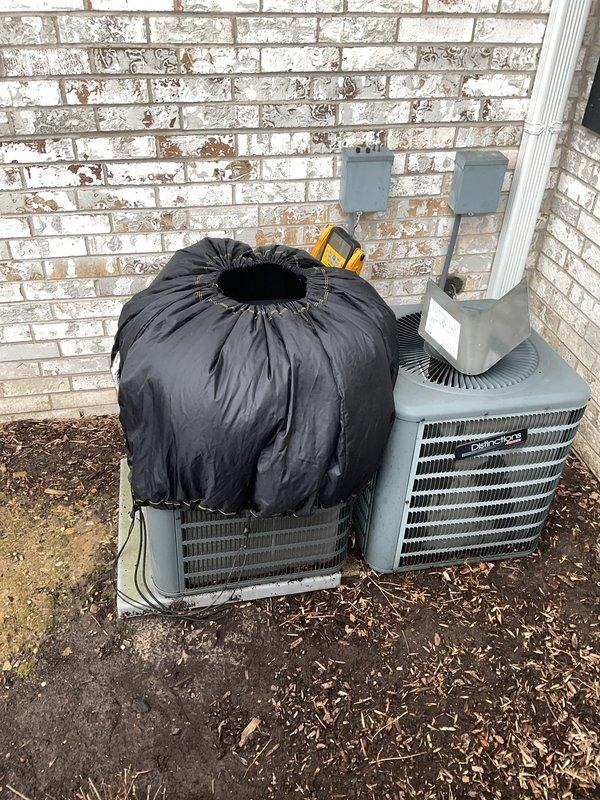 Completed routine maintenance on dual outdoor condensing units. Performed comprehensive clean and check procedure including inspection of both systems, verification of proper operation, and testing of electrical components. All units found to be functioning within normal parameters with no immediate service concerns identified.