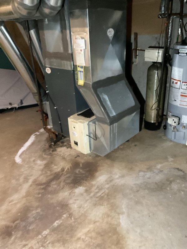 Performed state-required furnace inspection and identified critical safety hazard with carbon monoxide levels measuring 116 PPM in flue gases, exceeding safe operational limits. Due to dangerous CO levels posing immediate health risk, unit was red-tagged and taken out of service per safety regulations. Additionally noted heavily soiled air filter requiring replacement, with significant dust and debris accumulation throughout mesh structure affecting system airflow and efficiency.