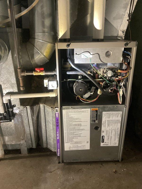 Completed bi-annual preventive maintenance inspection on residential gas furnace and water softener system. Performed comprehensive furnace check including visual inspection of blower motor assembly, electrical connections, gas supply line and shut-off valve, and ductwork connections. Verified proper operation of all internal components with access panel opened for thorough examination. Conducted water softener inspection including evaluation of control head functionality and overall system condition. All equipment found to be operating within normal parameters at time of service.