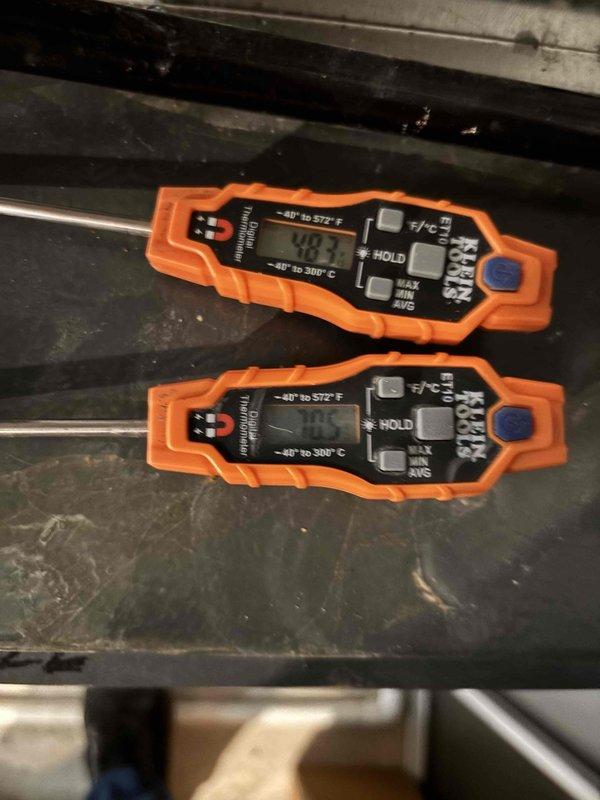 Completed seasonal air conditioning maintenance inspection and cleaning. Performed temperature differential measurements across the system using digital thermometers, verified refrigerant pressures and system performance using manifold gauges with micron measurement capability. All system parameters found within normal operating specifications with no deficiencies noted.