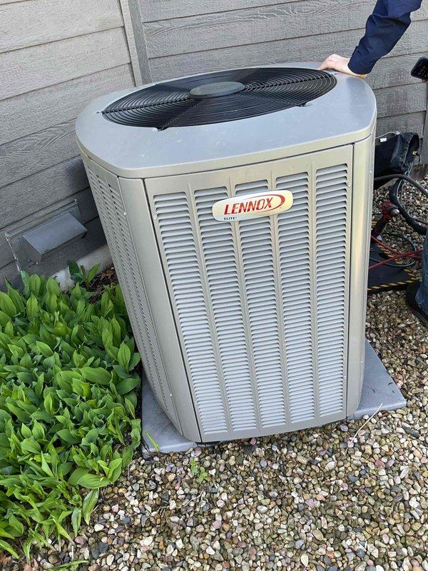 Responded to service call for air conditioning system not operating properly. Upon arrival, found Lennox outdoor condensing unit with heavy dirt accumulation and debris buildup due to lack of maintenance over extended period. Performed thorough cleaning of condenser coils, cabinet panels, and fan assembly to restore proper airflow and heat transfer efficiency. Inspected refrigerant lines, electrical connections, and mechanical components for proper operation. Checked indoor furnace system for any related issues. Verified system operation and confirmed unit cooling properly after cleaning and inspection completed.