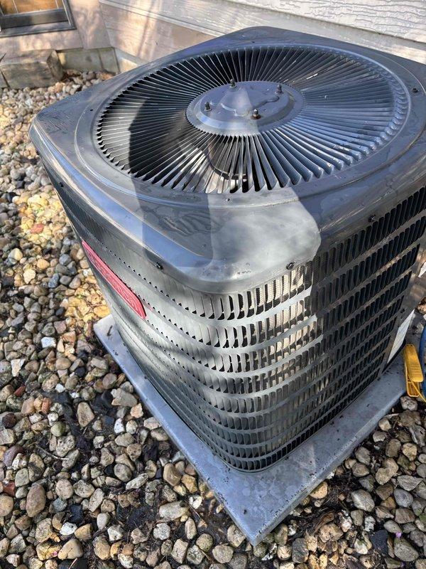 Completed air conditioning check and clean maintenance service on residential cooling system. Unit operational and performing within normal parameters with supply air temperature reading 42.4°F and return air temperature 62.9°F, indicating proper cooling differential. No deficiencies noted during inspection.
