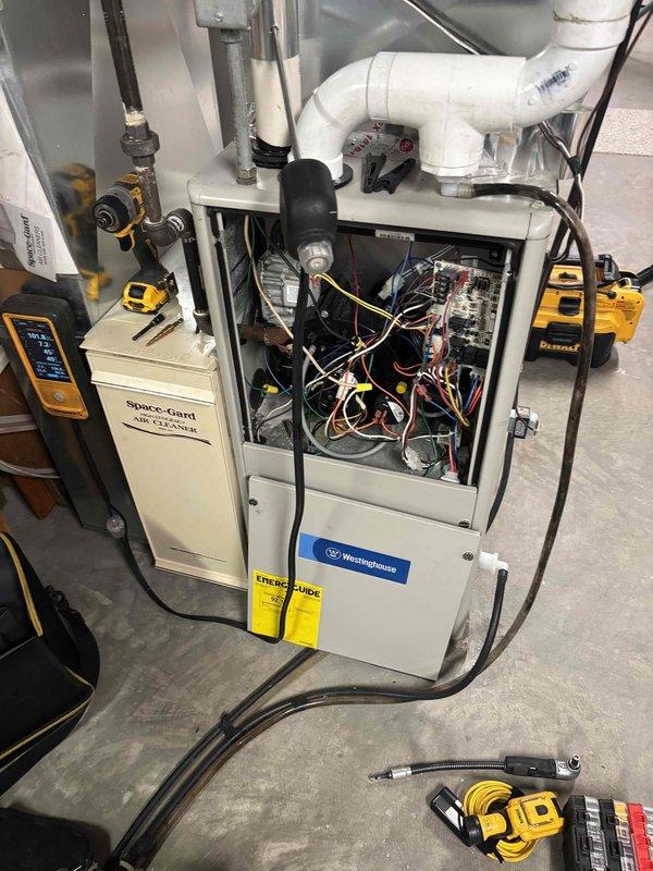 Completed comprehensive maintenance inspection on residential HVAC system including furnace, Westinghouse air conditioning unit, and humidifier. Performed thorough cleaning and operational checks on all components, verified electrical connections, inspected condensate drainage system, and confirmed proper system functionality. All equipment found to be in satisfactory operating condition with no deficiencies noted.