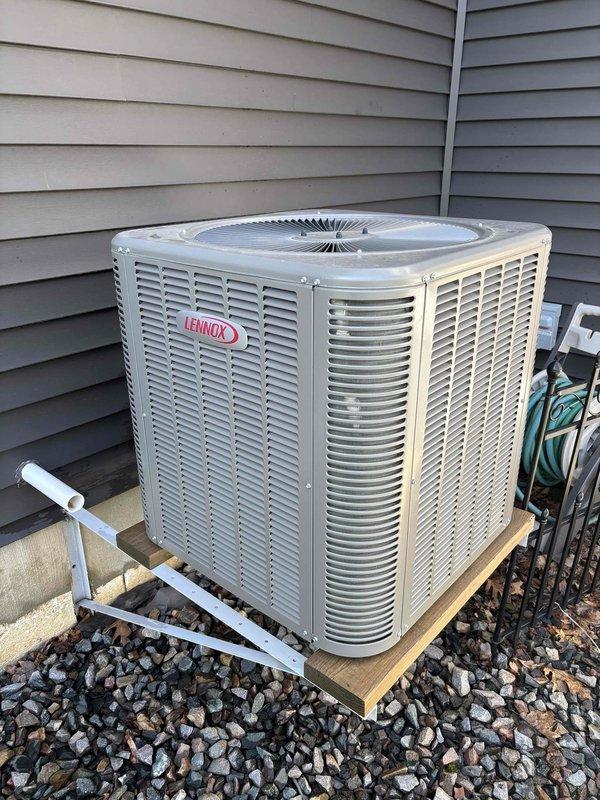 Completed scheduled preventive maintenance on Lennox residential air conditioning system. Performed comprehensive clean and check service, verified system operation and temperature differential across evaporator coil using calibrated infrared thermometers, inspected condensing unit exterior components, and confirmed all parameters within normal operating range with no deficiencies noted.