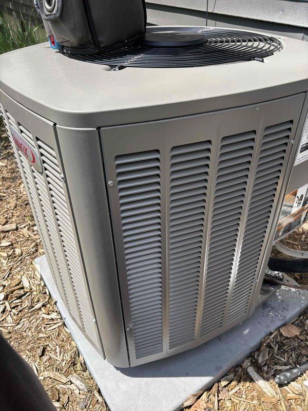 Responded to service call for air conditioning unit with reported refrigerant leak. Upon inspection, identified severe corrosion and deterioration on copper refrigerant line at connection joint near condenser unit. Corrosion exhibited dark discoloration, surface pitting, and compromised pipe integrity at affected junction point. Documented damage with photographs showing extent of copper line degradation. Provided customer with quote for repair, as unit warranty covers equipment only and does not include labor costs for leak repair.