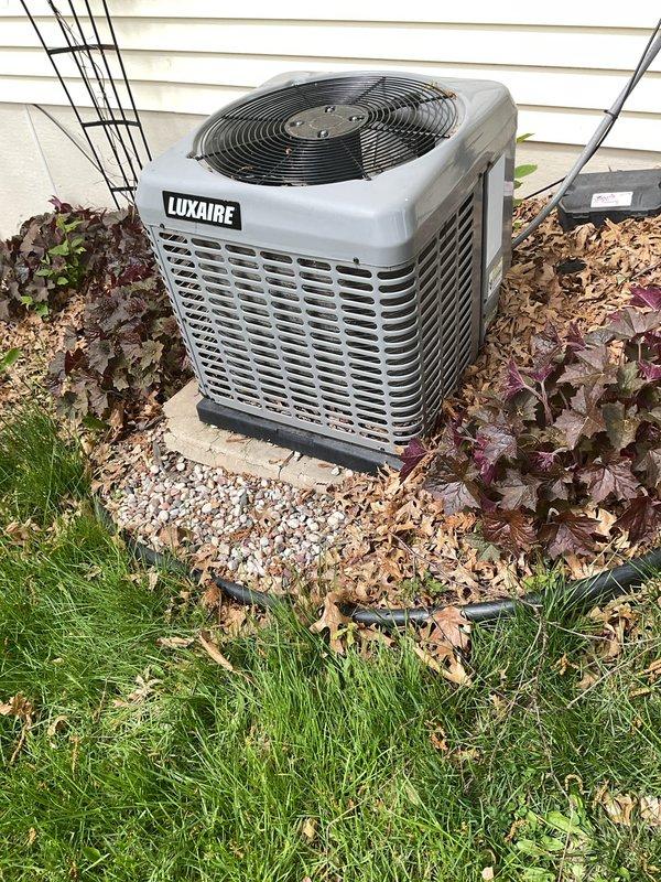 Completed preventative maintenance on both air conditioning and heating systems. Performed comprehensive clean and check procedures on the Luxaire outdoor condenser unit and Plus 95+ Evolution furnace. Inspected all components, verified proper operation, and confirmed both systems are in good working condition with no issues identified.