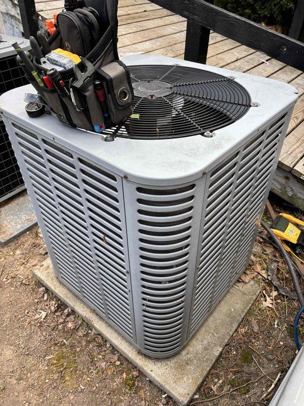 Responded to no cooling complaint on multi-zone residential air conditioning system. Upon inspection, discovered two separate condenser units with critical failures. First condenser diagnosed with failed compressor. Second condenser found to have complete refrigerant loss due to system leak. Connected manifold gauges to verify system pressures and confirm diagnoses. Provided customer with repair quote for compressor replacement on first unit and refrigerant recharge with leak repair on second unit.