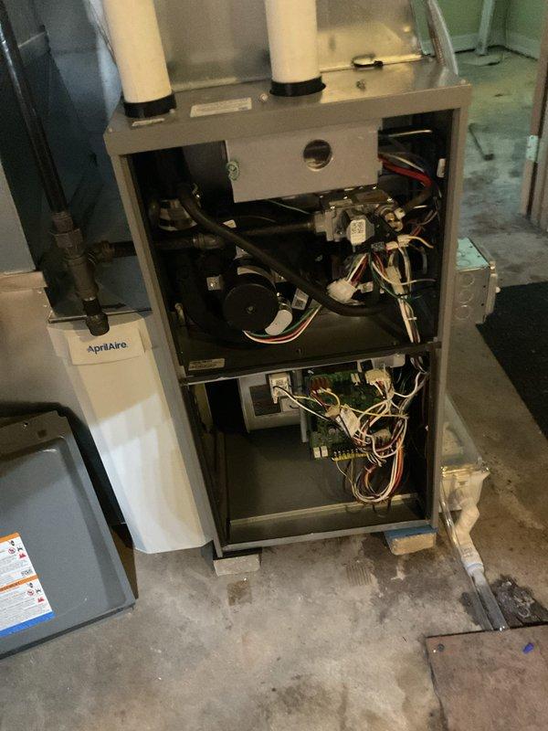 Responded to no cooling complaint on HVAC system that had been inactive for several years. Unit powers on but fails to produce cooling. Performed diagnostic evaluation of outdoor condenser unit and indoor air handler. Inspected and tested capacitor and verified electrical connections at both units. Identified failed blower motor in air handler preventing proper airflow through system. Unable to complete full system cleaning and comprehensive diagnostics due to inoperative blower. Recommend blower motor replacement to restore system functionality, followed by complete system inspection, cleaning, and refrigerant charge verification once airflow is restored.