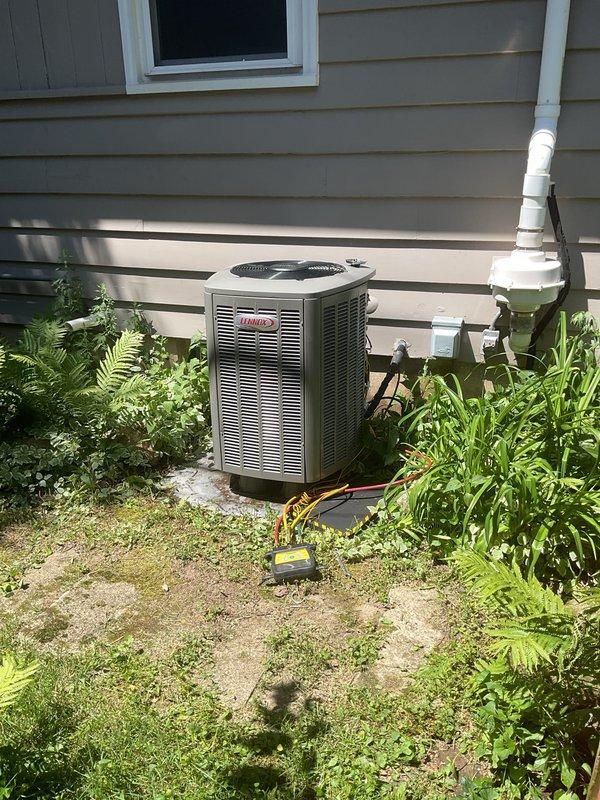 Completed prepaid cooling maintenance visit on Lennox residential air conditioning system. Performed comprehensive clean and check including condenser coil rinse, relay inspection, filter verification, and condensate drain line clearance. Measured and confirmed proper system operation with 15° temperature split across indoor coil and 10° subcooling at 80° ambient conditions, meeting manufacturer specifications.