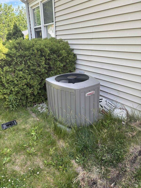 Responded to no cooling complaint on Lennox air conditioning system. Upon arrival, performed comprehensive diagnostic evaluation of the unit. Measured supply air temperatures, verified refrigerant pressures at the condensing unit, and inspected air filter condition. All system parameters were found to be operating within normal specifications. Unit was cooling properly at time of inspection with supply air temperature reading 43°F, indicating adequate refrigerant charge and proper system operation. Condensing unit exterior showed age-related wear but unit functioned normally. No repairs required as system was operating as designed.