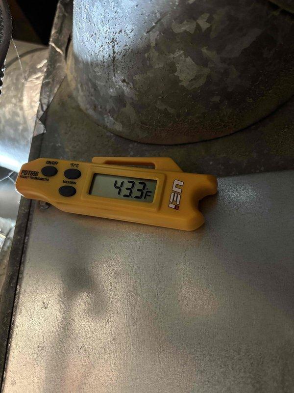 Responded to no cooling complaint on Lennox air conditioning system. Upon arrival, performed comprehensive diagnostic evaluation of the unit. Measured supply air temperatures, verified refrigerant pressures at the condensing unit, and inspected air filter condition. All system parameters were found to be operating within normal specifications. Unit was cooling properly at time of inspection with supply air temperature reading 43°F, indicating adequate refrigerant charge and proper system operation. Condensing unit exterior showed age-related wear but unit functioned normally. No repairs required as system was operating as designed.
