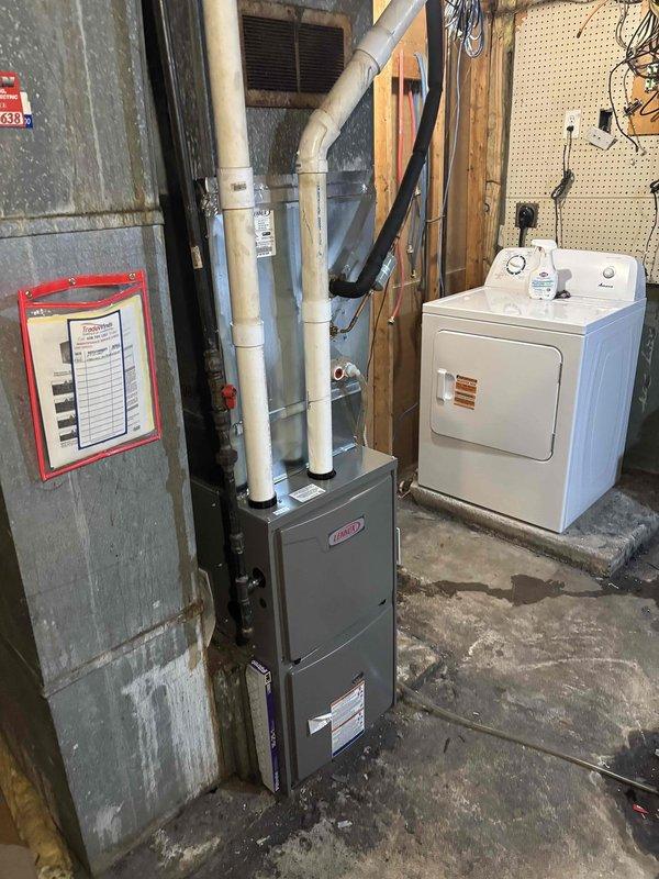 Responded to no cooling complaint on residential split system air conditioning unit. Upon inspection, discovered thermostat wiring error from previous furnace installation where the common wire was incorrectly terminated to the W terminal instead of the C terminal. Corrected the miswiring by relocating the wire to the proper C terminal, restoring normal cooling operation and resolving the issue where the system would not shut off.