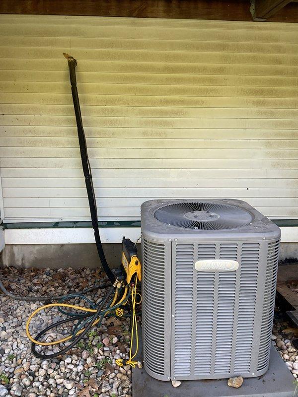 # HVAC Service Call - No Cooling Complaint

Responded to service call for Lennox model 13ACX-036-230-17 air conditioning unit with no cooling complaint. Unit is a 3-ton, single-phase system utilizing R-410A refrigerant with a manufacture date of 2019, making it approximately 5-6 years old. Upon arrival, performed visual inspection of outdoor condensing unit which showed normal physical condition with standard accumulation of outdoor debris on top grille.

## Diagnostic Procedures Performed

Conducted comprehensive system evaluation beginning with electrical component testing. Verified power supply to unit measuring voltage at disconnect, confirming electrical feed within acceptable range per nameplate specifications (197-253V). Tested compressor operation - compressor RLA rated at 16.7 amps with LRA of 70.0 amps. Checked condenser fan motor function, rated at 1.1 FLA with 1/5 HP capacity.

Performed refrigerant system diagnostics including pressure readings on both high and low sides. 