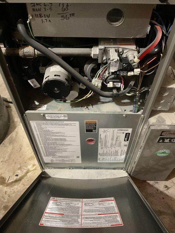 Responded to no cooling complaint with water leaking from furnace. Found severely restricted airflow due to plugged air filter and debris-blocked outdoor condensing unit. Replaced air filter, cleaned condenser coil and removed leaves and vegetation from exterior unit. Verified proper airflow, tested system operation, and confirmed unit cooling properly with no further water discharge from furnace.