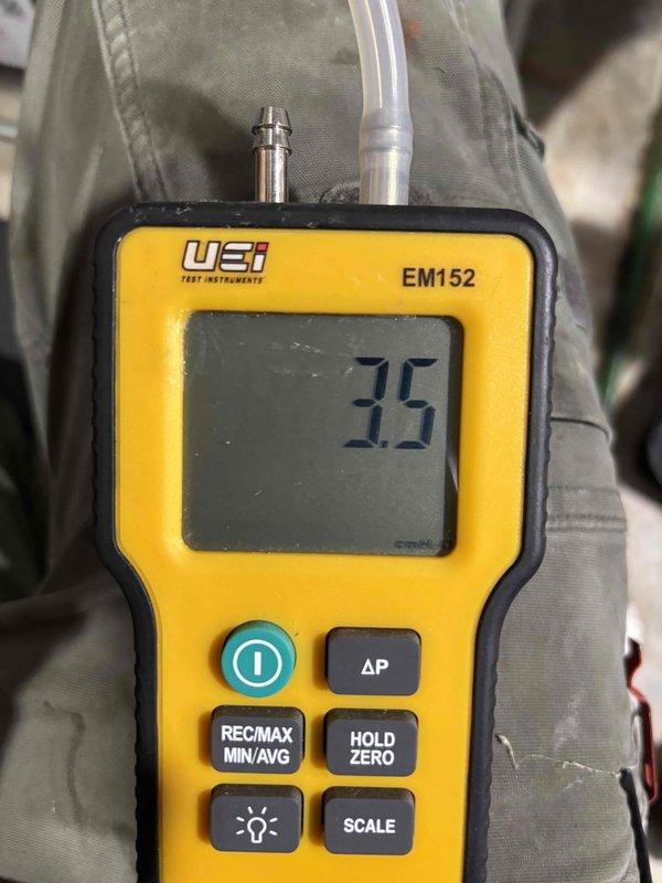 Completed scheduled furnace tune-up and preventative maintenance on residential HVAC system. Performed thorough cleaning and comprehensive safety inspection of air handler unit, verified proper operation of all components, and confirmed system pressure readings within manufacturer specifications at 35 units on differential pressure gauge.