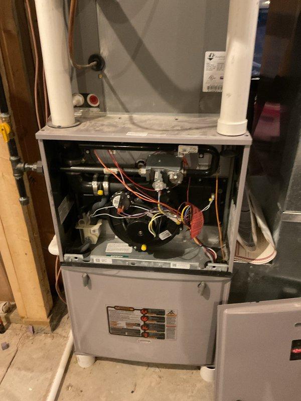 Responded to service call for non-functioning furnace. Upon inspection, diagnosed failed control board preventing unit operation. Removed defective control board (part number AS-104120-17, serial number 0520032742) and installed new replacement control board. Verified all electrical connections, tested system operation, and confirmed furnace returned to normal heating function.