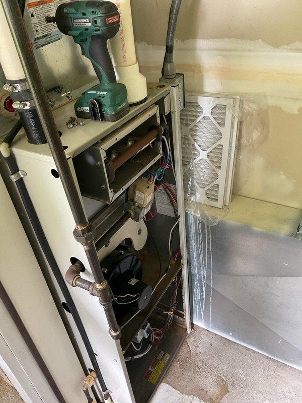 Completed comprehensive tune-up inspection on residential furnace and air conditioning system. Performed thorough cleaning and operational checks on both units, including blower motor inspection, electrical connections verification, and filter assessment. AC unit passed all diagnostic tests and is operating within normal parameters. Furnace inspection revealed significant wear and aging components indicating unit requires replacement to ensure safe and reliable operation through upcoming heating season.