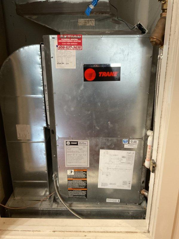 Completed comprehensive tune-up service on Trane heat pump system and gas fireplace. On the heat pump unit, tightened all electrical connections, replaced air filter, inspected contactor and capacitor, and verified proper operation of reversing valve. Confirmed system is heating and cooling effectively with acceptable temperature differentials. On the fireplace unit, performed complete cleaning including glass and ember arrangement, though noted pilot assembly requires replacement for optimal operation. Both units tested and confirmed operational at completion of service.