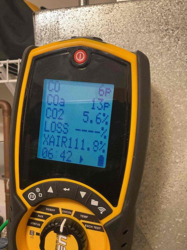 Performed comprehensive clean and check service on furnace system. Conducted combustion analysis using digital analyzer, measuring oxygen levels at 11.04%, CO2 at 5.7%, carbon monoxide readings, and temperature differentials. System found in fair operating condition. Completed standard maintenance cleaning and safety inspection of all furnace components.