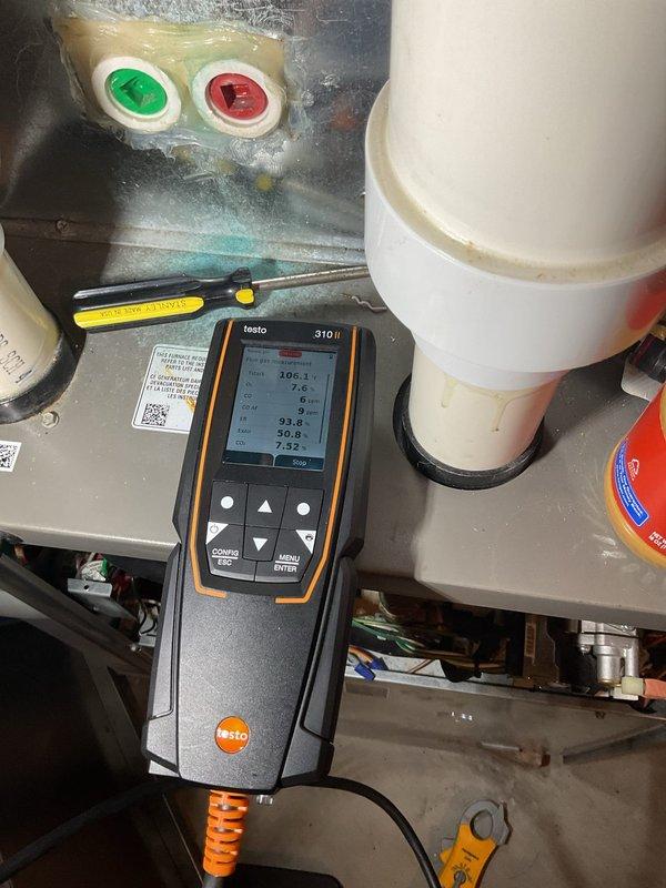 Completed comprehensive furnace clean and check on Lennox heating unit. System operating normally with CO output at 10 ppm, igniter reading 52 ohms, and recent air filter change confirmed. Cleaned flame sensor, inspected burners, inspected and tightened all electrical connections, blew out cold air and header box openings, inspected pressure switch ports, cleaned drain trap, and blew out evaporator coil opening. Unit heating correctly and all components functioning within normal parameters at time of service completion.