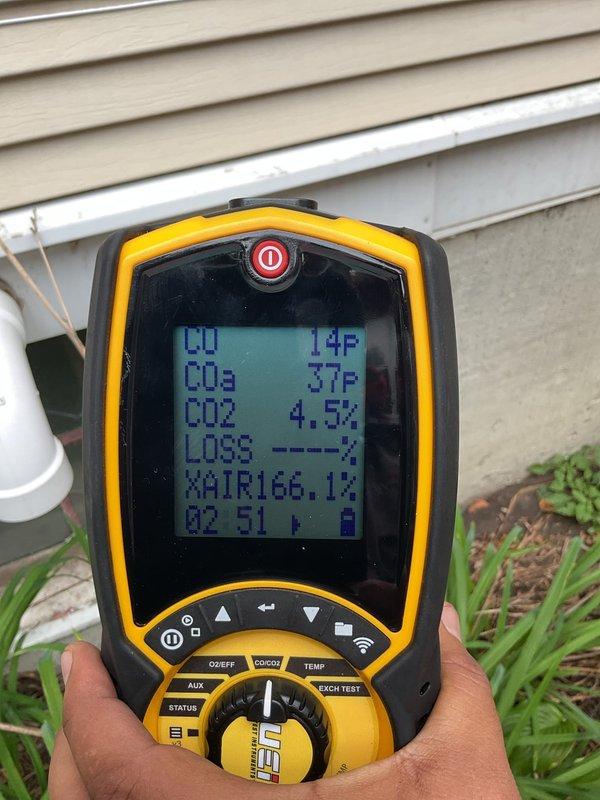Responded to no heat call on aging Rheem furnace system. Upon arrival, confirmed unit was not operating. Diagnosed faulty pressure switch preventing ignition sequence. Pressure switch was stuck in open position, causing safety lockout. Manually freed stuck pressure switch and restored unit to operational status. Performed combustion analysis using digital analyzer, confirming proper oxygen levels at 13.1% and carbon dioxide at 4.5%, with acceptable temperature readings. Unit currently heating; however, pressure switch shows signs of failure and requires replacement to prevent future service interruptions. Also noted tenant complaint of air conditioning malfunction from previous week requiring separate evaluation.