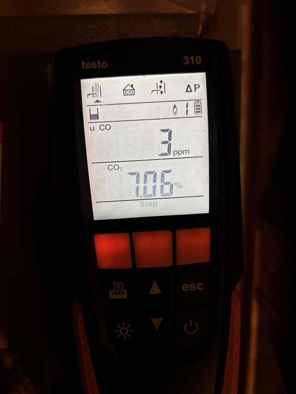 Completed furnace clean and check maintenance service. Performed combustion analysis using Testo 310 analyzer, confirming safe operating parameters with CO levels at 3 ppm, CO₂ at 10.6%, and O₂ at 8.2%, all within acceptable ranges. System operating efficiently with proper combustion characteristics.