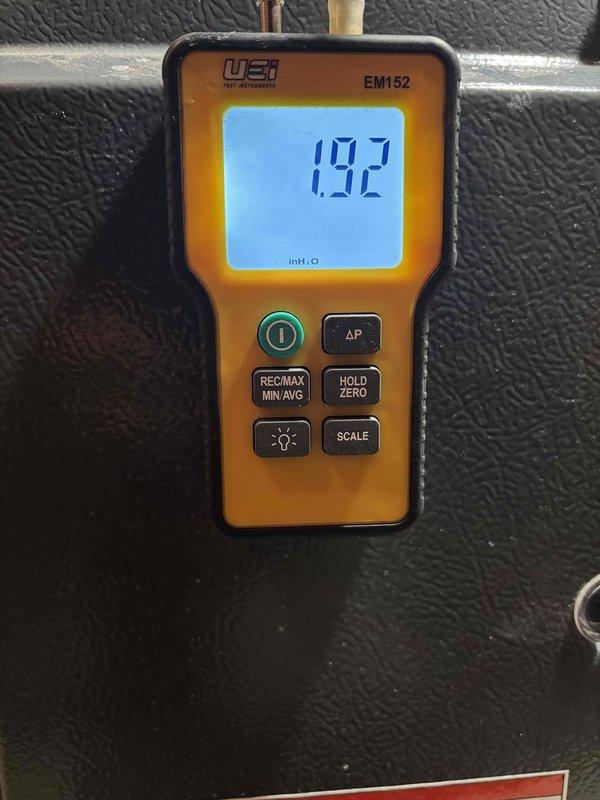 Completed comprehensive furnace clean and check service. Performed combustion analysis testing, measuring oxygen levels at 19.5% and carbon monoxide at 9 ppm, confirming safe operation within acceptable parameters. Verified proper draft pressure at 1.92 inches of water column using calibrated digital manometer, ensuring adequate venting and system performance.