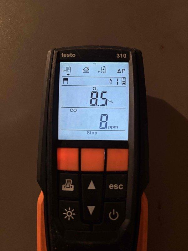 Completed comprehensive furnace clean and check service. Performed combustion analysis testing, measuring oxygen levels at 19.5% and carbon monoxide at 9 ppm, confirming safe operation within acceptable parameters. Verified proper draft pressure at 1.92 inches of water column using calibrated digital manometer, ensuring adequate venting and system performance.