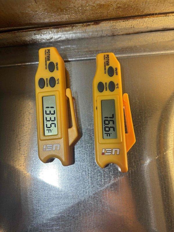 Completed furnace clean and check maintenance service. Performed combustion analysis using Testo 310 analyzer, recording oxygen levels at 97% and carbon monoxide at 4 ppm, indicating proper combustion efficiency. Measured supply air temperature at 53.5°F and return air temperature at 75.6°F to verify system operation and airflow performance.