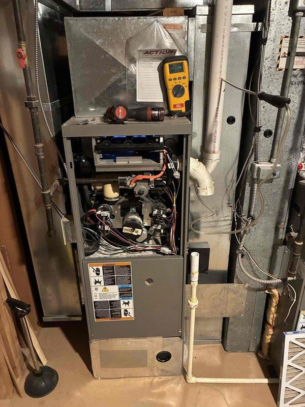 Completed clean and check maintenance on two Lennox furnace systems. Found dirty air filters on both units, replaced filters to restore proper airflow. Performed standard tune-up procedures including inspection of blower motors, gas valve assemblies, electrical connections, and safety controls using diagnostic equipment. All systems operating within normal parameters upon completion.