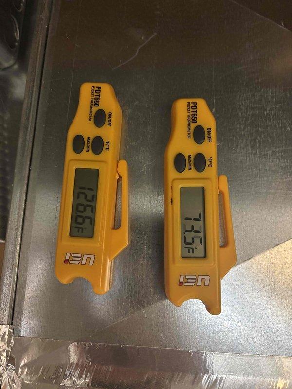 Completed scheduled furnace clean and check for rewards member. Performed comprehensive system inspection and cleaning of heating unit. Verified supply air temperature at 75.3°F and return air temperature at 25.5°F, confirming proper temperature rise across heat exchanger. Utilized calibrated digital thermometers and differential pressure gauge (reading 52) to assess system performance. Inspected internal components including blower motor, heat exchanger, gas connections, copper refrigerant lines, and electrical wiring. All safety labels and warnings verified intact on equipment panel. System operating within normal parameters with no deficiencies noted.