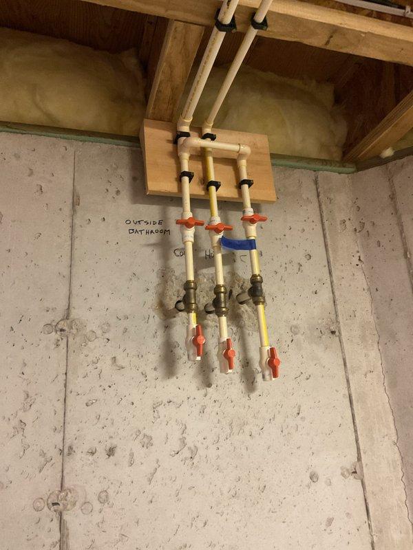 Completed furnace clean and check maintenance on two heating units in basement mechanical room. Performed comprehensive tune-up including inspection of air handler, furnace components, ductwork connections, and all associated electrical and gas connections. Winterized outdoor bathroom plumbing system by draining water lines, closing shut-off valves, and ensuring all CPVC/PEX piping protected against freezing temperatures.