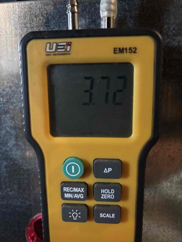 Completed scheduled furnace clean and check for rewards member. Performed comprehensive combustion analysis using Testo 310 analyzer, recording oxygen levels at 6.4% and carbon dioxide at 8.13%, indicating proper combustion efficiency. Measured static pressure with UEI EM152 digital manometer, reading 37.2, confirming adequate airflow through the system. All maintenance tasks completed per manufacturer specifications with unit operating within normal parameters.
