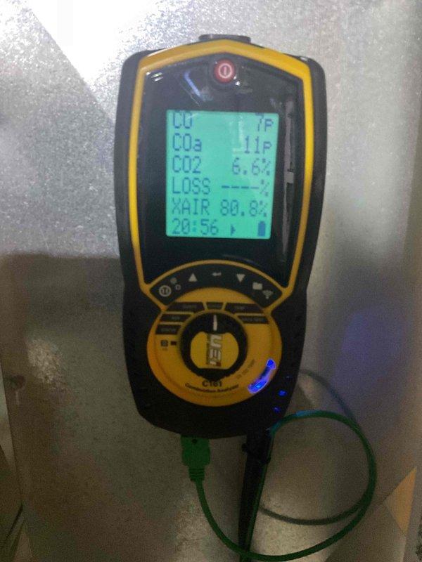 Performed comprehensive heating maintenance on 11-year-old Lennox furnace system including basic cleaning and operational check. Conducted combustion analysis testing to evaluate system efficiency and safety parameters, measuring oxygen levels, carbon monoxide, carbon dioxide, flue gas temperatures, and combustion air readings. Inspected whole home humidifier system for proper operation and assessed previously identified concerns including damaged PVC condensate piping and undersized exhaust vent configuration that may be contributing to condensation issues and rust formation within the unit.