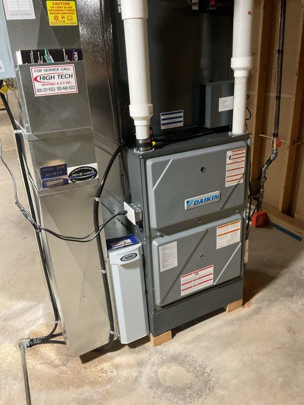 Completed prepaid furnace maintenance including comprehensive clean and check of Daikin heating system. Performed combustion analysis confirming clean burn and verified unit operating at full potential. Replaced Aprilaire humidifier pad as part of seasonal maintenance to ensure proper humidity control throughout the home.