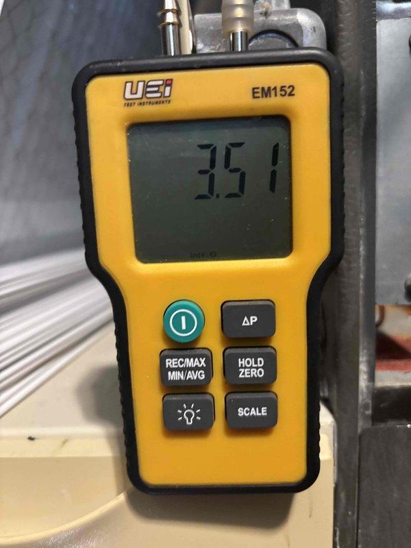 Completed heating maintenance and inspection on furnace system. Performed comprehensive clean and check procedures, measuring combustion efficiency with Testo 310 analyzer showing oxygen levels at 7.9% and carbon monoxide at 32 ppm, indicating proper combustion. Verified system pressure differential readings at 35.1 using UEi EM152 digital manometer. Inspected external piping as requested and confirmed all connections secure with no visible issues.