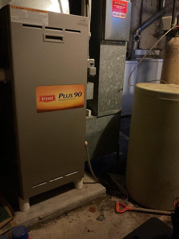 Completed comprehensive furnace tune-up on Bryant Plus 90 unit, including full system cleaning and inspection. Identified and cleaned dirty flame sensor and cleared accumulated debris from drain line to restore proper operation and ensure safe, efficient heating system performance.