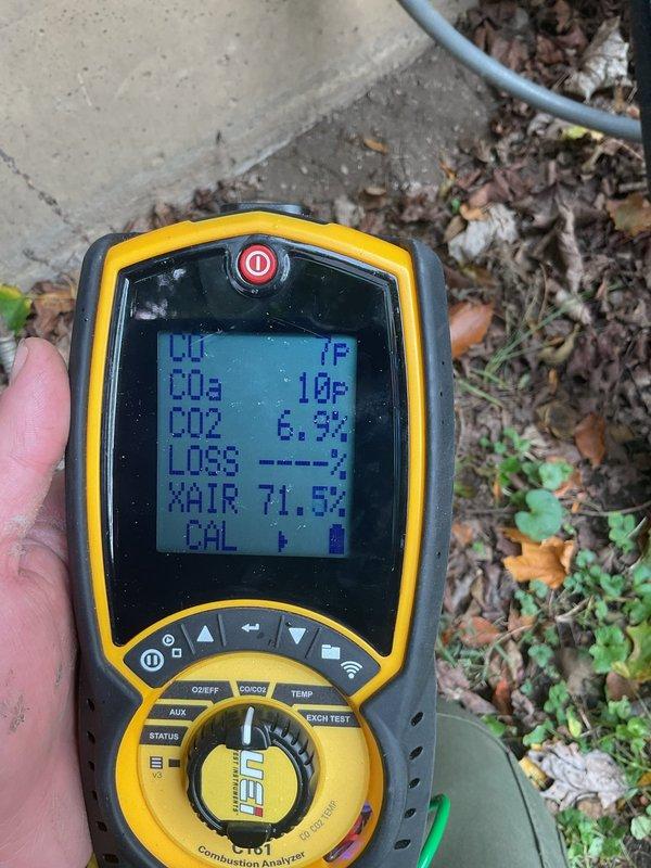 Performed a seasonal tune-up on a 2019 Lennox 70,000 BTU furnace, including a cleaning and full operational inspection. Verified safe, efficient combustion using a calibrated combustion analyzer, with flue gas readings of CO at 7 ppm, CO2 at 6.9–7.0%, and O2 at 8.7%, all within normal operating range. The furnace is operating properly and is ready for the heating season.