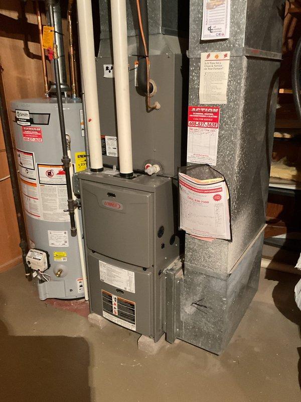 Responded to a no-heat call on a Lennox high-efficiency furnace that would not initiate a heating cycle. Diagnostics identified a failed gas valve as the cause of the no-heat condition, and the unit was cleaned during the visit. Replacement of the gas valve or the furnace is recommended to restore safe, reliable heating operation.