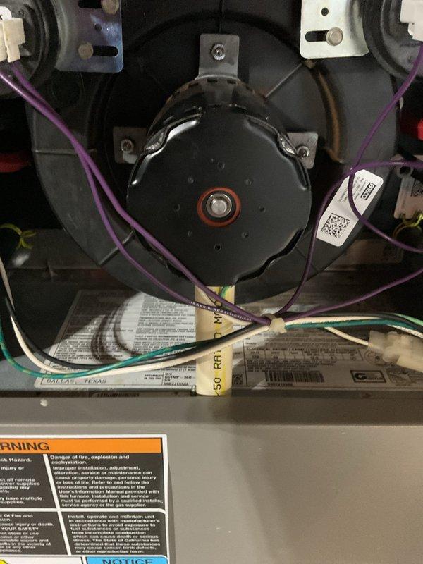 Performed a complete cleaning and inspection of the gas furnace, including the draft inducer motor, internal wiring, and cabinet interior. Verified that wiring connections were secure and that no signs of rust, frost, or physical damage were present. The unit was left clean and operating properly.