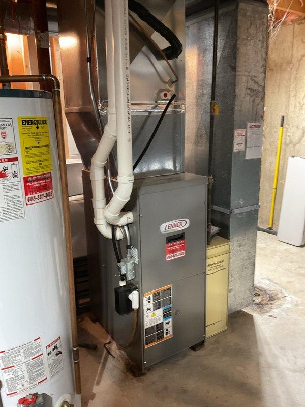 Performed a complete cleaning and inspection of the gas furnace, including the draft inducer motor, internal wiring, and cabinet interior. Verified that wiring connections were secure and that no signs of rust, frost, or physical damage were present. The unit was left clean and operating properly.