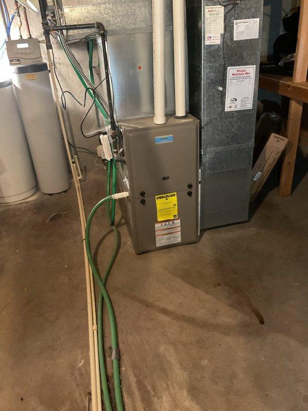 Performed a complete tune-up on a 9-year-old gas furnace, including cleaning and inspection of components and verification of proper operation. Used a combustion analyzer to test combustion performance and confirmed the unit was operating within normal parameters. Inspected the venting, condensate drain, and ductwork for leaks or damage, found no issues, and updated the maintenance notice on the plenum.