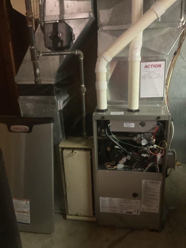 Performed a complete furnace clean and check, inspecting the burner compartment, gas valve assembly, blower motor, and control wiring for proper operation. Found a dirty return air filter and replaced it with a new filter from van stock to restore proper airflow. Equipment inspected with no visible signs of corrosion, frost, or damage.