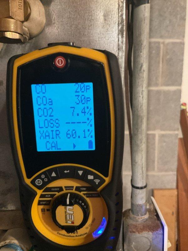 Performed seasonal maintenance on two gas-fired furnaces (2019 Lennox and 21-year-old Armstrong), including cleaning and a full operational inspection, and replaced the air filter as requested. Verified combustion performance with a calibrated combustion analyzer, recording CO at 19-20 ppm, CO2 at 7.4%, and O2 at 7.9%, all within acceptable operating range. Both units were left in good working condition.